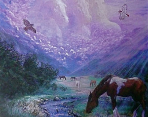 Native American Art Hawk Horse art, native american art