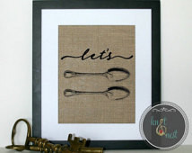 Let's Spoon Burlap Print, Burla p Print for couple, Spooning, Burlap ...