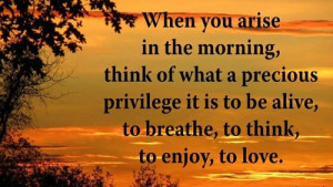 When you arise in the morning, think of what a precious privilege it ...