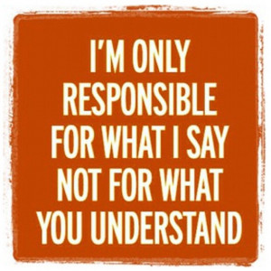 only responsible for what I say not for what you understand