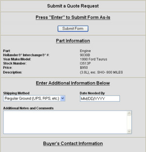 Trading Partner Quote Form