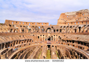 ... of the interior of the famous Colosseum of ancient Rome - stock photo