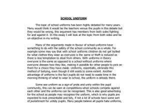 An argumentative essay about school uniforms