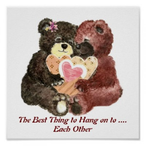 cute_teddy_bear_love_hearts_and_hugs_quote_poster ...