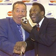 Former soccer players Just Fontaine of France (L) and Pele jof Brazil ...
