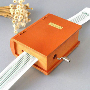 Vintage DIY Wooden Book Hand Crank Paper Tape Compose Music Box ...