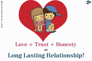 Love + Trust + Honesty = Long Lasting Relationship!