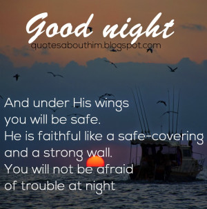 Card with blblical text Psalm 91 - good night