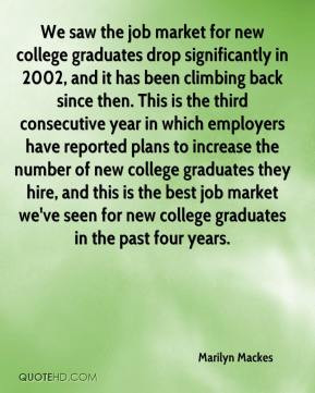 Marilyn Mackes - We saw the job market for new college graduates drop ...