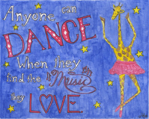 Giraffe's Can't Dance quote - Watercolor Print, 8x10