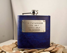 Set of 5, Bridal party, Flask Leath er 8 oz, Customized message quote ...