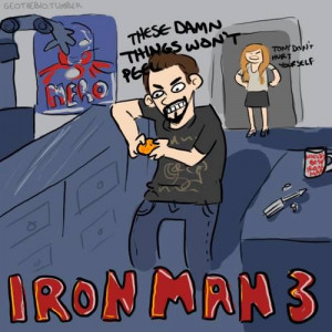 Tony Stark fighting the Mandarin....
