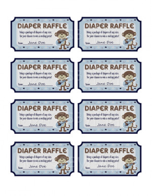 Rock Star Monkey Diaper Raffle Ticket (Instant Download!)