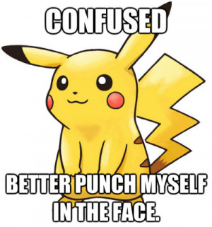 funny pikachu pokemon confusion pokememe Hurt Itself