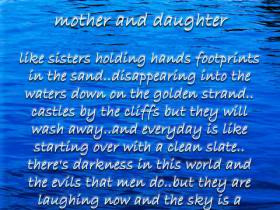 Mother And Daughter Like Sisters Holding Hands Footprints In The Sand