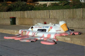 So hot that the ice cream truck melted!