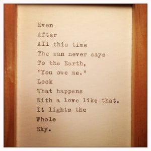 Hafiz Quote Typed on Typewriter and Framed