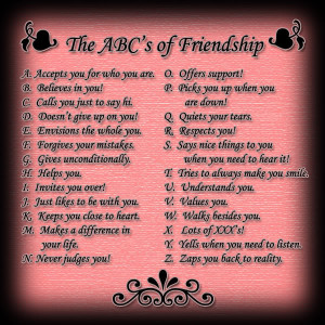 The ABC's of Friendship.....