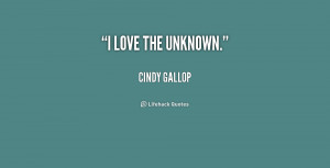 love the unknown. - Cindy Gallop at Lifehack Quotes