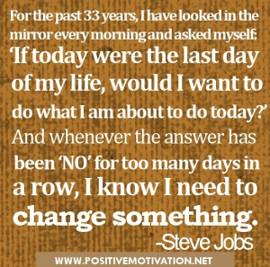 ... the last day of my life …. Steve Jobs Motivational Quotes for work