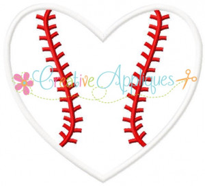 Baseball Heart Applique Design