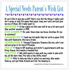 Special Needs Parents Wish List x More