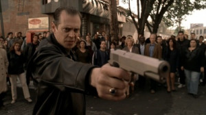 Steve Buscemi holds a M1911A1 as Tony Blundetto on The Sopranos .