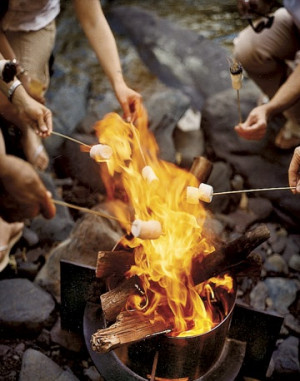 Dinner and s'mores over a campfire before the end of the day. # ...