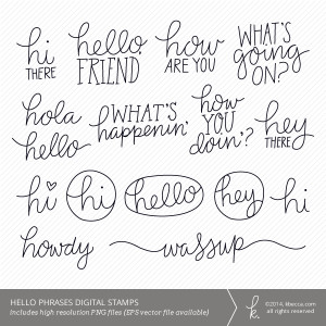 Hello Words and Phrases Digital Stamps | K.becca #digital #cardmaking ...