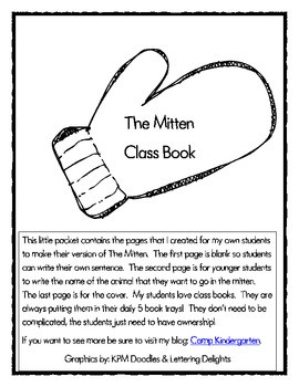 Camp Kindergarten has a fun Mitten Class Book to make.