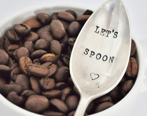 Let's Spoon (TM) - Hand Stamped Vintage Teaspoon for COFFEE LOVERS ...