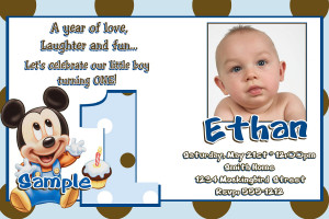 JB25 Baby Mickey Mouse 1st Birthday Invitations