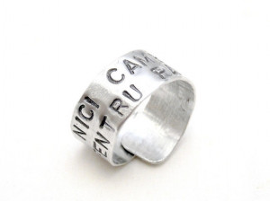... Quote Ring - Hand Stamped Wide Silver Wrap Ring, Custom Quote Jewelry