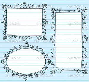 Swirly Frames And Borders Notebook Doodles Vector Set Stock