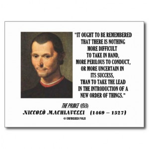 Niccolo Machiavelli New Order Of Things Quote Postcard