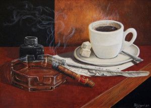 Cigar Art Painting Cofee-and-cigar
