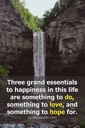 Happiness Quote: Three grand essentials to happiness in this life are ...