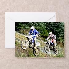 Two Dirt bikers Catching Air Greeting Card for