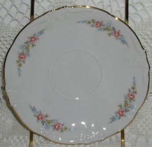 ... Bavaria Germany Saucer cup Plate Pink Blue Tan Flower Floral Flowers