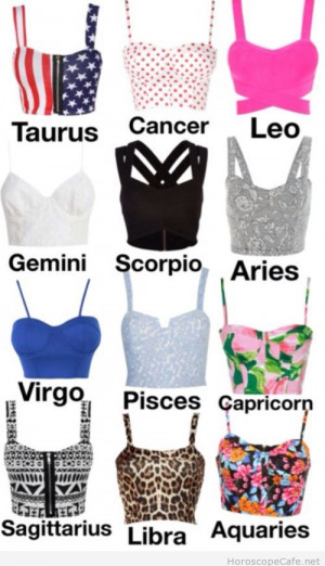 Amazing prints on crop tops for each zodiac sign / Horoscope Cafe