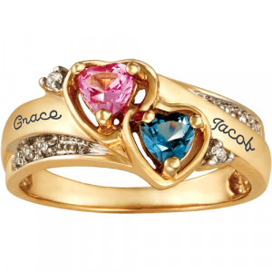 Personalized Keepsake Be Mine Promise Ring with Birthstones