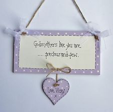 ... personalised Gift Chic Heart Plaque Godmother Christening Any Name