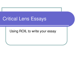 Critical Lens Essays Quote