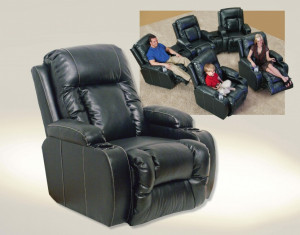 Top Gun Black Bonder Leather Inch Away Chaise Recliner