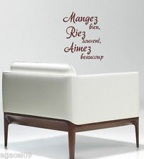 MANGEZ FRENCH LANGUAGE FRANCE WALL QUOTE VINYL DECOR STICKER DECAL ...