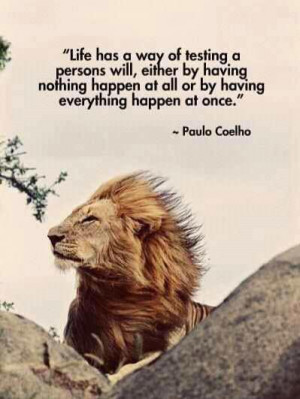 Life has a way of testing a person's will, either by having nothing ...