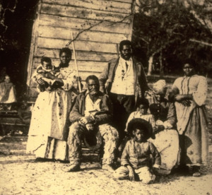 slave family being sold of at an auction