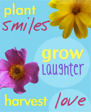 Print: Plant smiles, grow laughter, harvest love in 8×10 framed art.