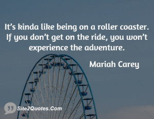 It’s kinda like being on a roller coaster. If you don’t get on the ...