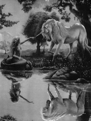 black and white, fantasy, mermaid, mermaids, unicorn, unicorns, water